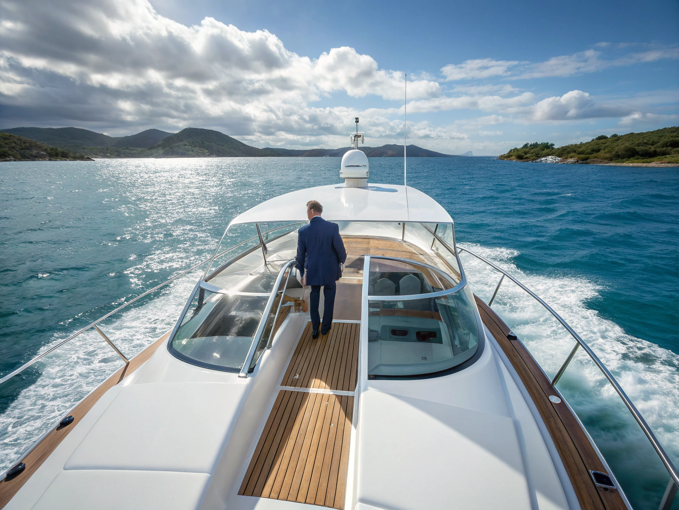 Corporate team on sailing deck