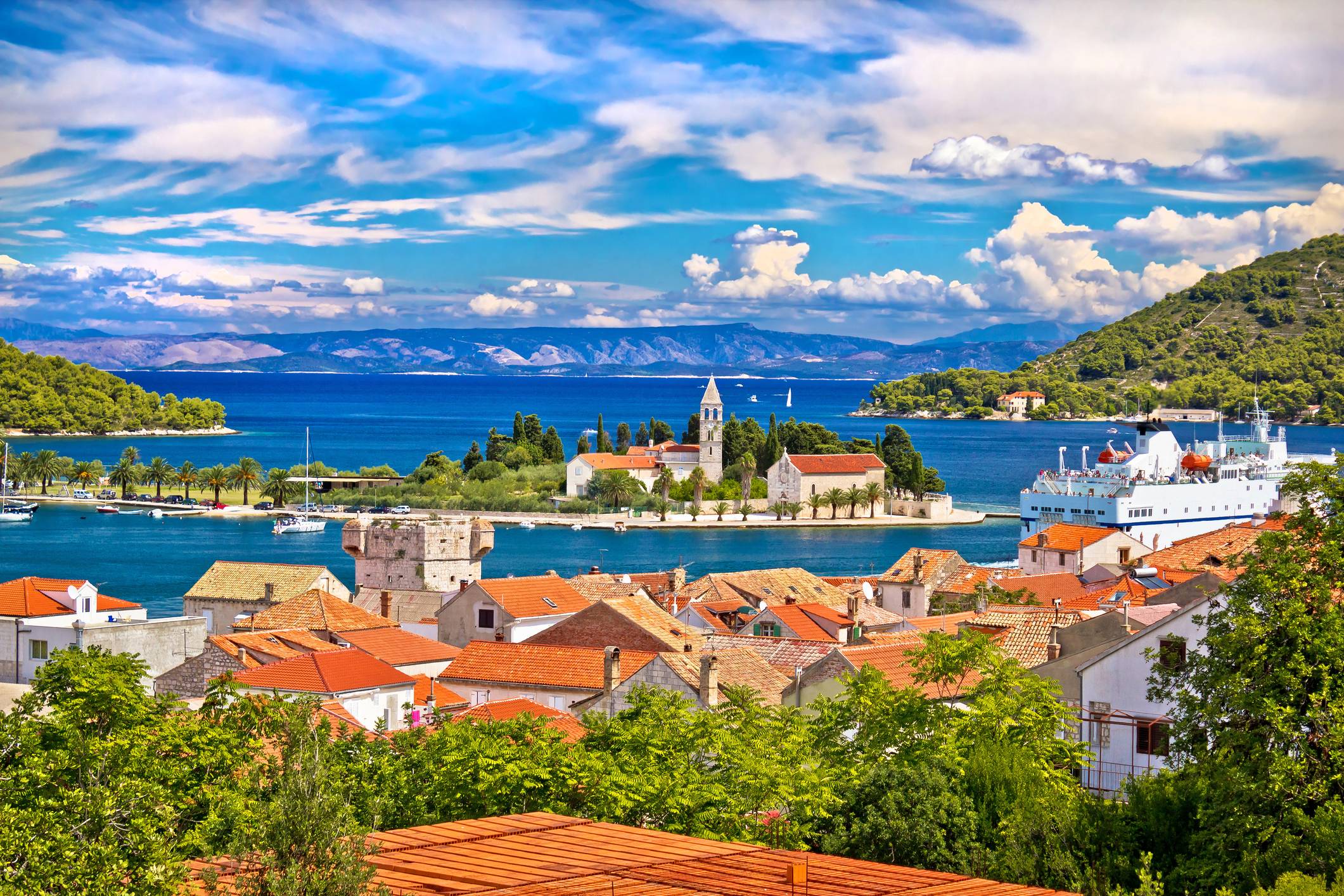 Sailing across the Adriatic toward Vis island, central Dalmatia, Croatia