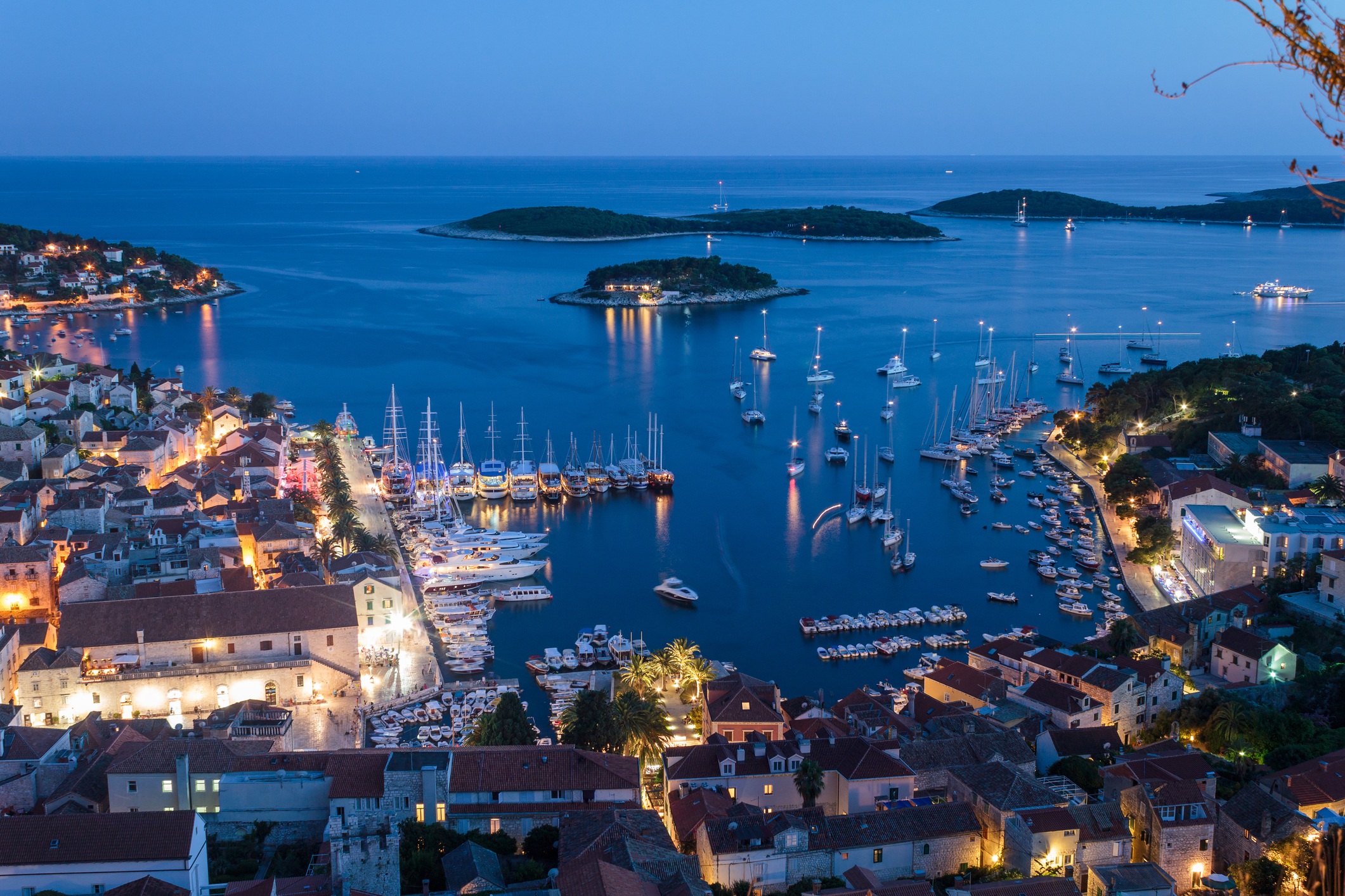 Hvar City harbour beneath the fortress walls, Day 2 arrival on the UNESCO and Historic Harbours sailing route