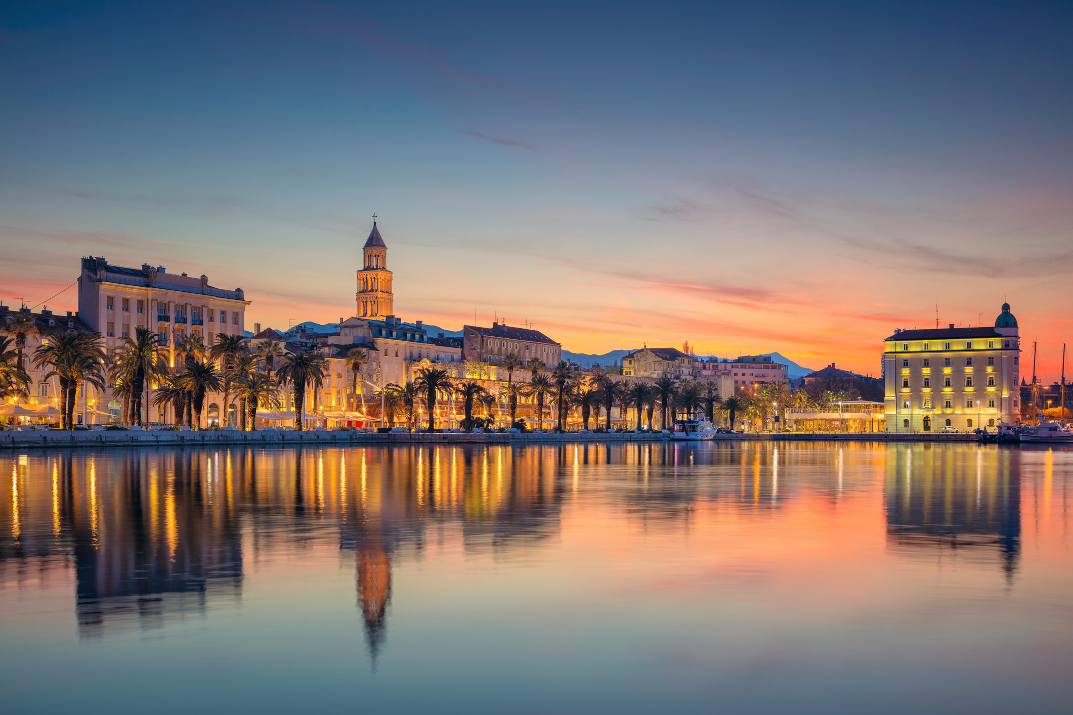 Split ACI Marina with Diocletian's Palace in the background, Day 6 arrival on the UNESCO and Historic Harbours route